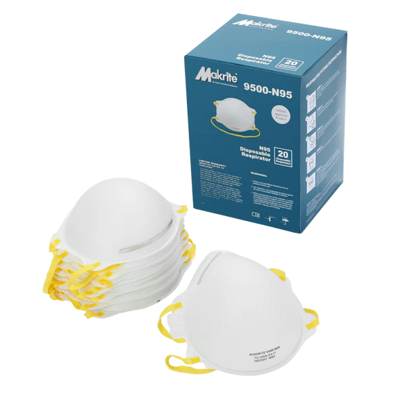 NIOSH Certified Makrite 9500-N95 Pre-Formed Cone Particulate Respirator Mask- (Size Small) (20 pack)